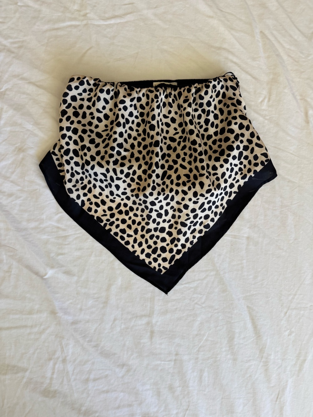 Ty Black and Cream Elastic Waistband BANDANA CROP TOP with cheetah vibes